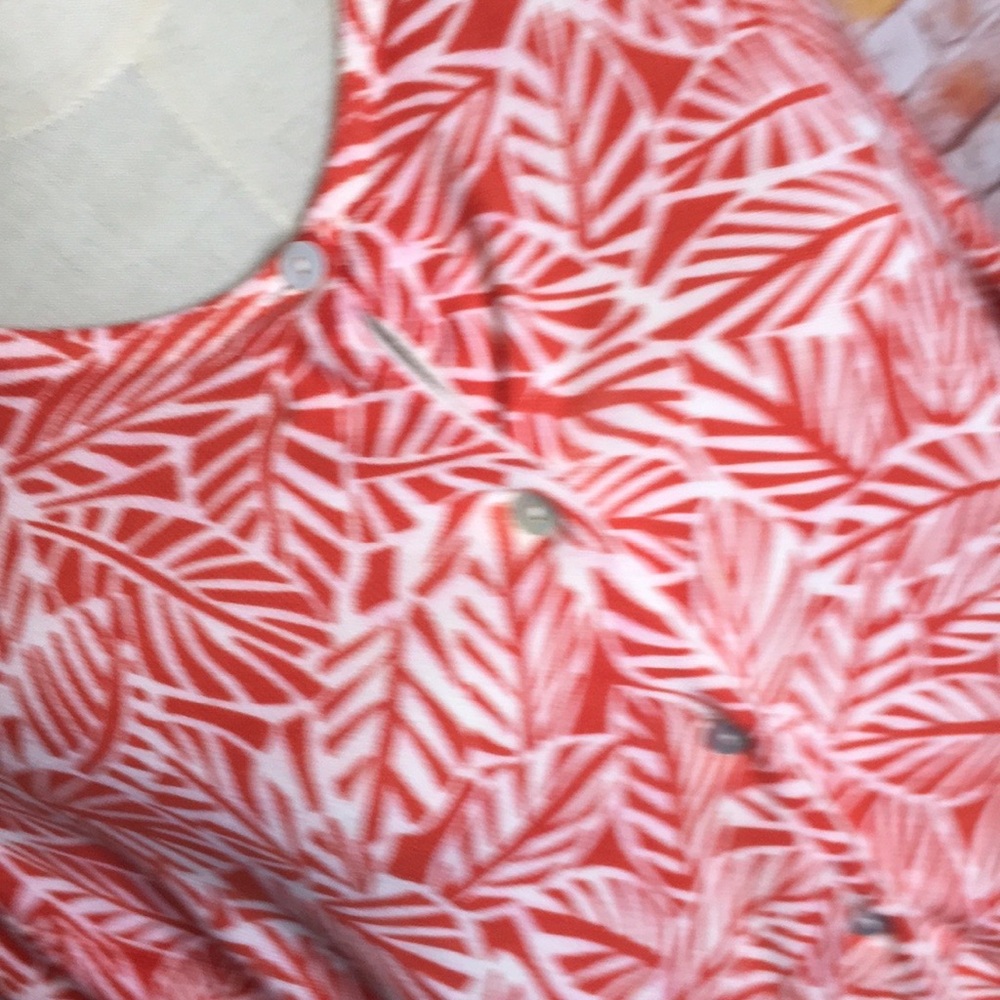 Eddie Bauer Orange and White Button Down  Cardigan Sweater - Picture 4 of 9